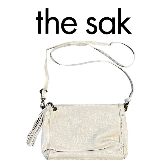 The Sak Leather crossbody bag, cream pebbled leather, NWOT, 7”x10” - Picture 1 of 14